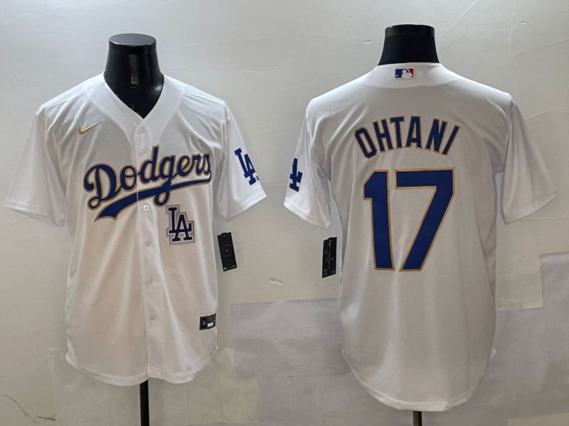 Men Los Angeles Dodgers #17 Ohtani White Blue Game 2025 Nike MLB Jersey style 4021